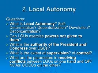 2. Local Autonomy