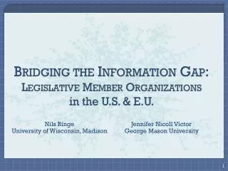 Bridging the Information Gap: Legislative Member Organizations in the U.S. &amp; E.U.