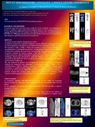 PET/CT AND PAEDIATRIC ONCOLOGY: A SINGLE CENTRE EXPERIENCE