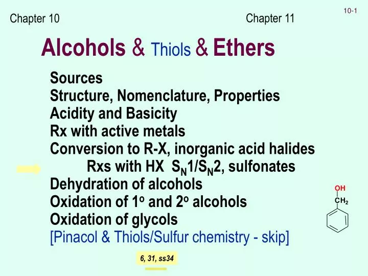 alcohols thiols ethers