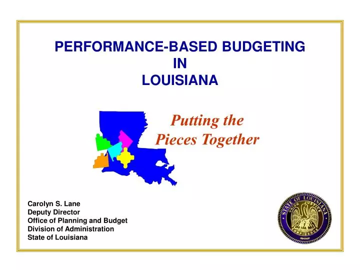 performance based budgeting in louisiana