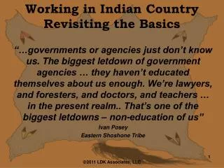Working in Indian Country Revisiting the Basics