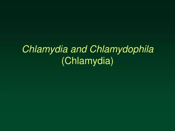 chlamydia and chlamydophila chlamydia