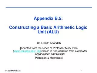 Appendix B.5: Constructing a Basic Arithmetic Logic Unit (ALU)