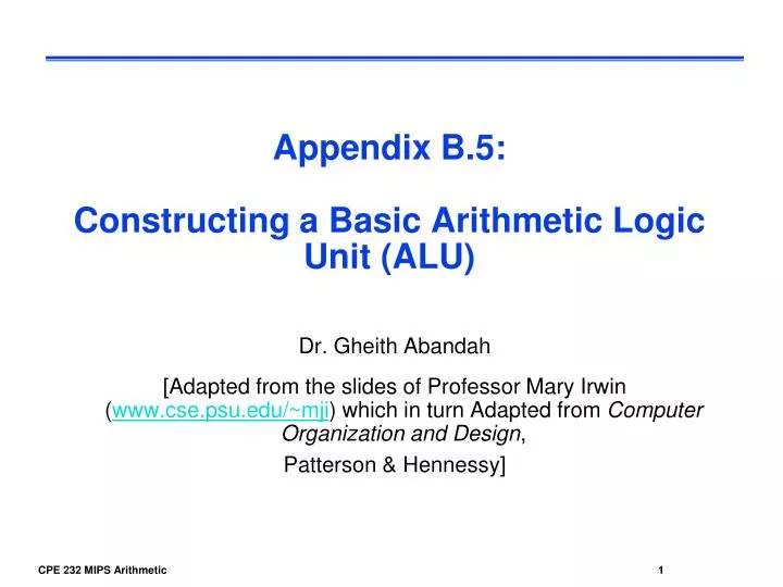 appendix b 5 constructing a basic arithmetic logic unit alu
