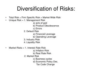 Diversification of Risks: