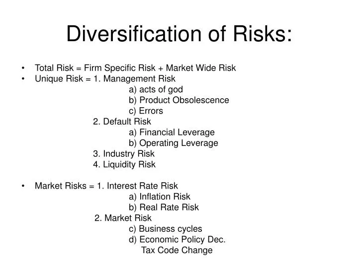 diversification of risks