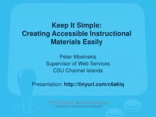 Keep It Simple: Creating Accessible Instructional Materials Easily
