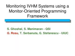 Monitoring IVHM Systems using a Monitor-Oriented Programming Framework