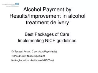 Alcohol Payment by Results/Improvement in alcohol treatment delivery