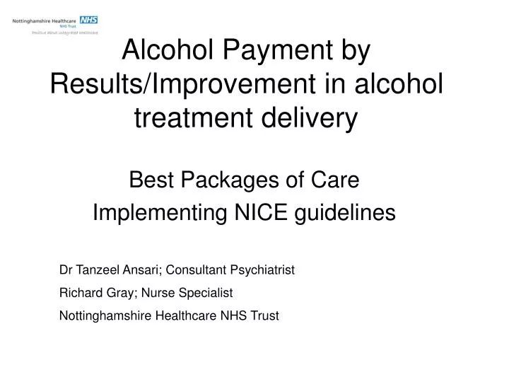 alcohol payment by results improvement in alcohol treatment delivery