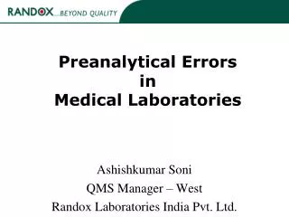 Preanalytical Errors in Medical Laboratories