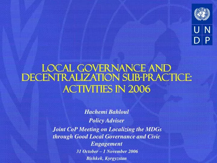 local governance and decentralization sub practice activities in 2006