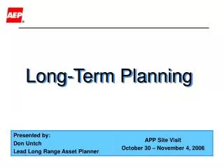 Long-Term Planning