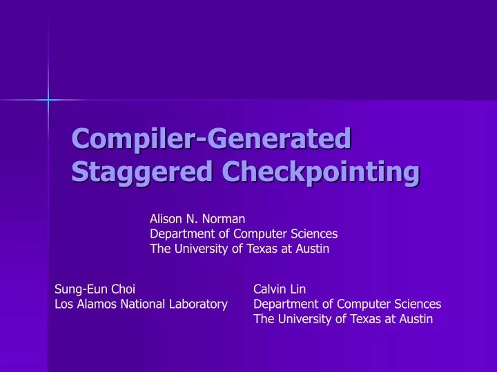 compiler generated staggered checkpointing