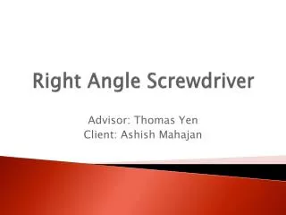Right Angle Screwdriver