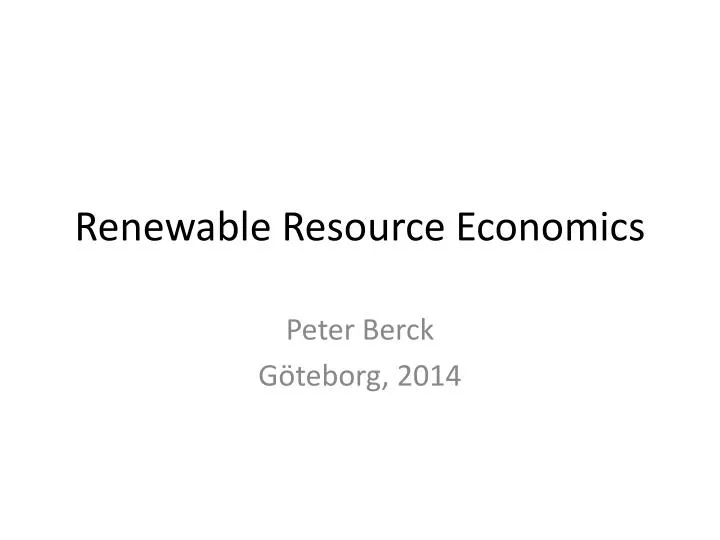 renewable resource economics