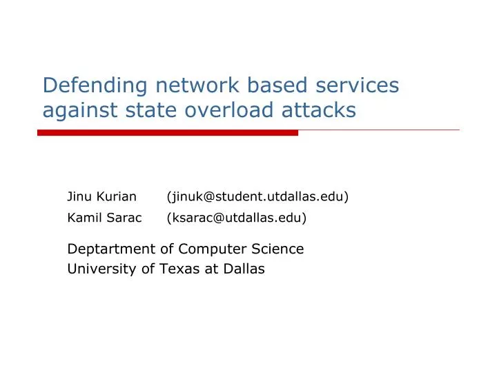 defending network based services against state overload attacks