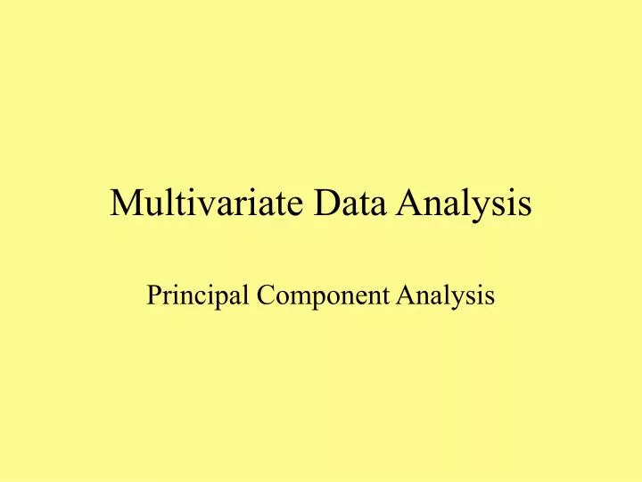multivariate data analysis