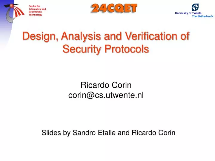 design analysis and verification of security protocols