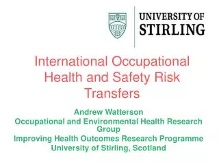 International Occupational Health and Safety Risk Transfers
