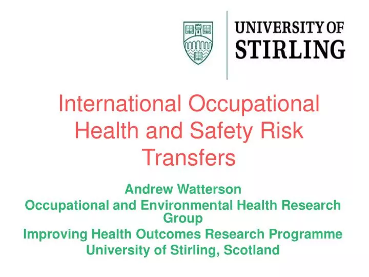international occupational health and safety risk transfers