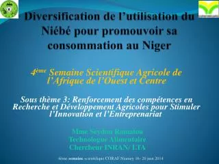 d iversification de l utilisation du ni b pour promouvoir sa consommation au niger