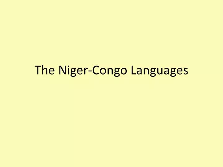 the niger congo languages