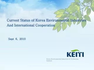 Current Status of Korea Environmental Industries And International Cooperation