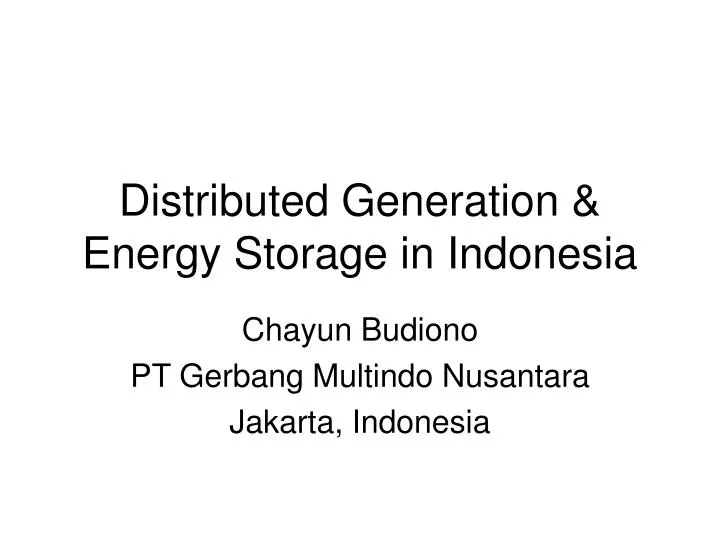 distributed generation energy storage in indonesia