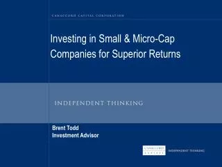 Investing in Small &amp; Micro-Cap Companies for Superior Returns