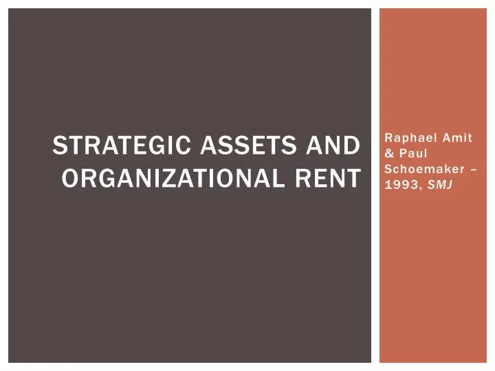 strategic assets and organizational rent