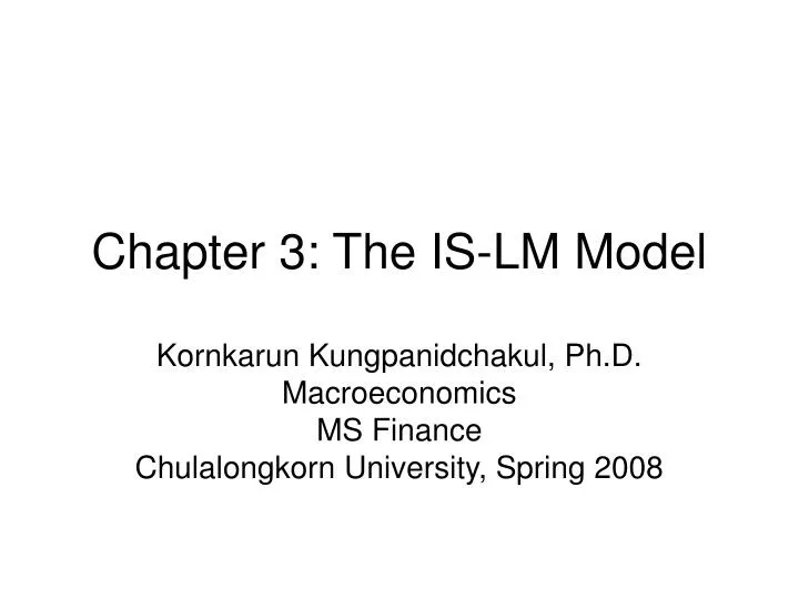 chapter 3 the is lm model