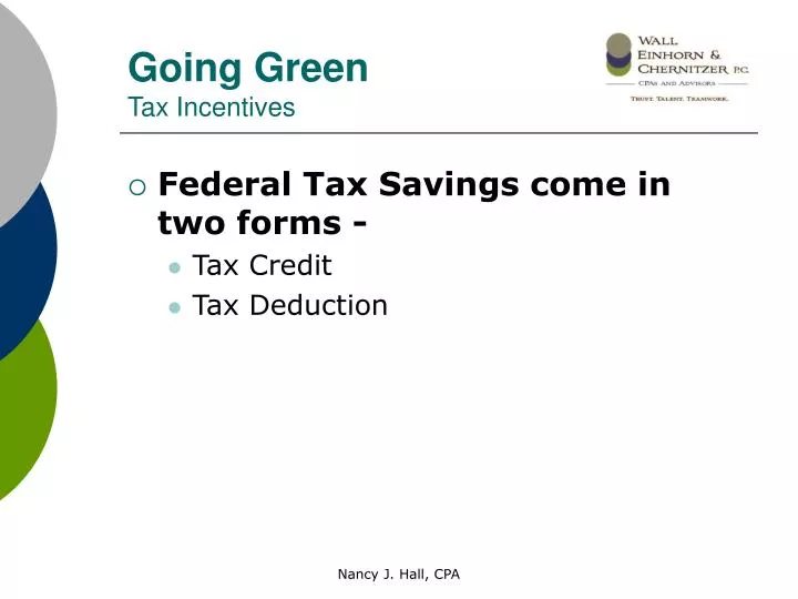 going green tax incentives