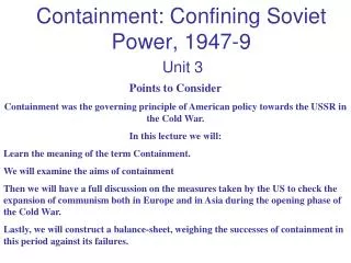 Containment: Confining Soviet Power, 1947-9