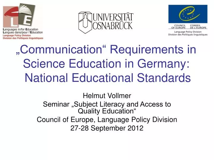 communication requirements in science education in germany national educational standards
