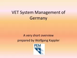 VET System Management of Germany