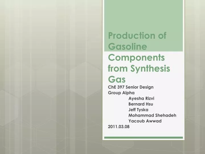 production of gasoline components from synthesis gas