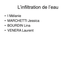 l infiltration de l eau