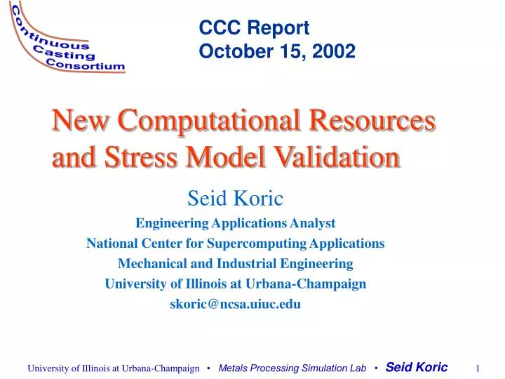 new computational resources and stress model validation