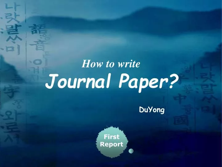 how to write journal paper