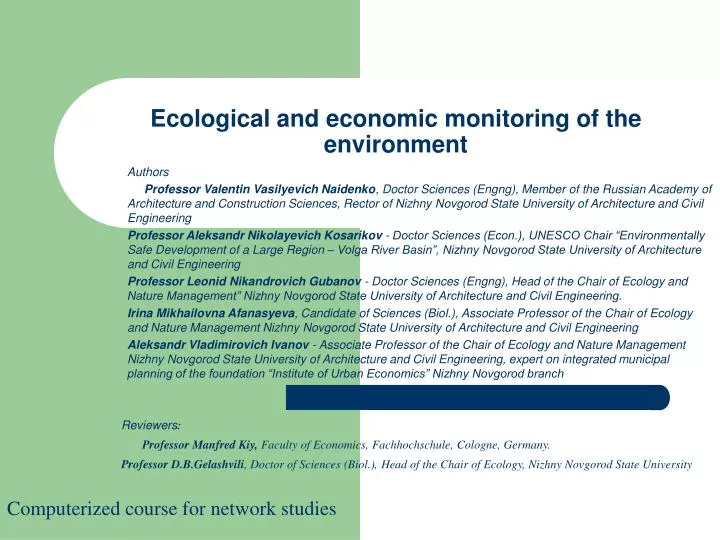 ecological and economic monitoring of the environment