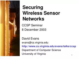 Securing Wireless Sensor Networks
