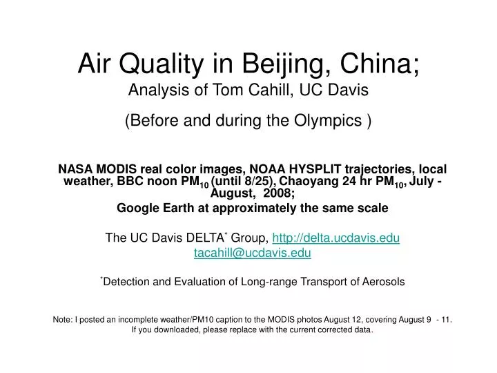 air quality in beijing china analysis of tom cahill uc davis before and during the olympics