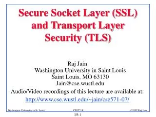 secure socket layer ssl and transport layer security tls
