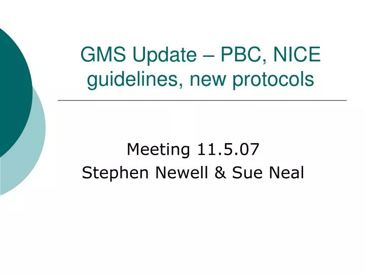 gms update pbc nice guidelines new protocols