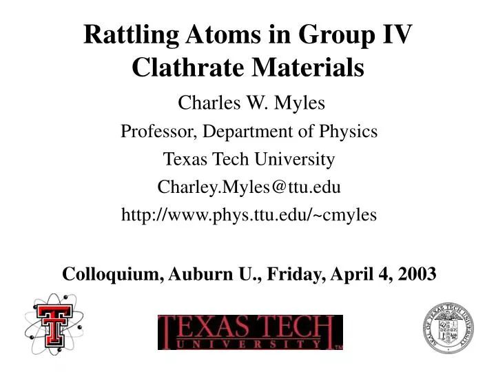 rattling atoms in group iv clathrate materials