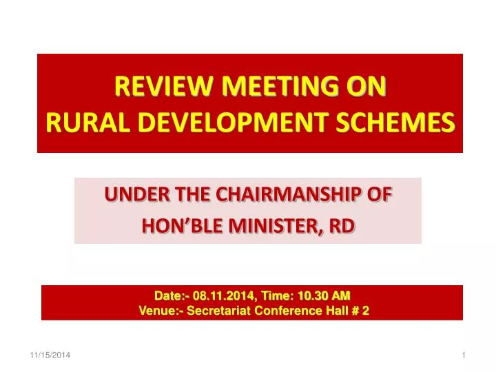 review meeting on rural development schemes
