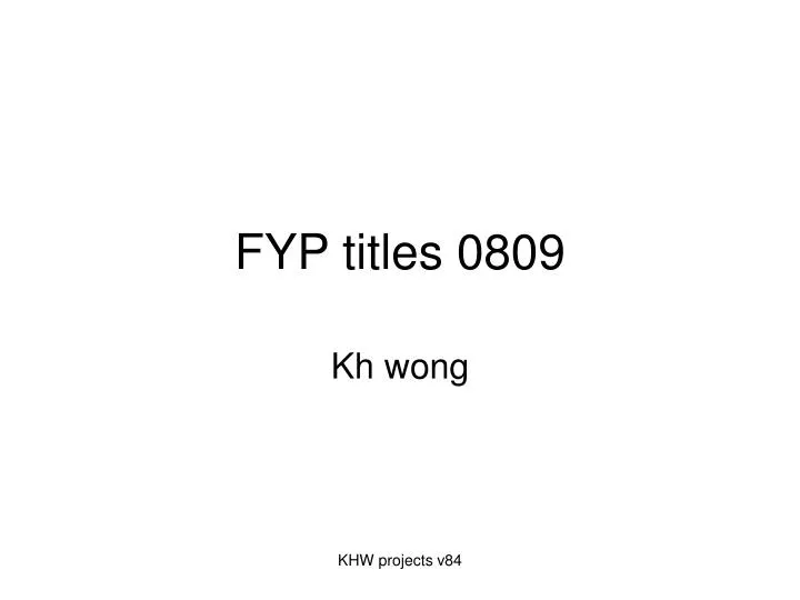 fyp titles 0809
