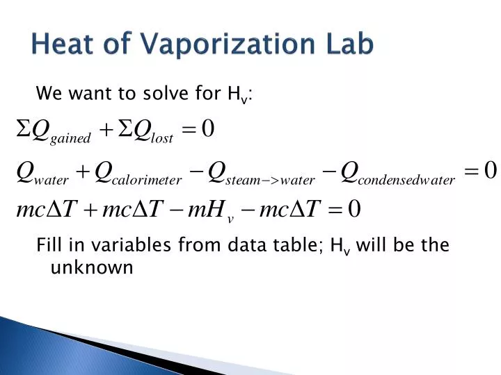 heat of vaporization lab